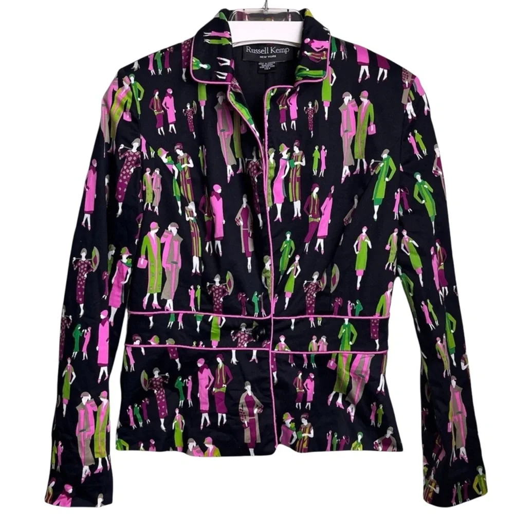 RUSSELL KEMP Fashion Plates Novelty Print Blazer